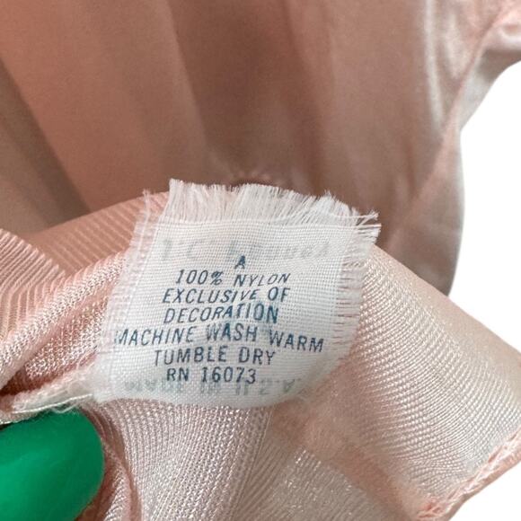 Vintage JC Penney Silky Nylon Bed Jacket Medium Light Pink Lace Trim Short Robe - Picture 7 of 7